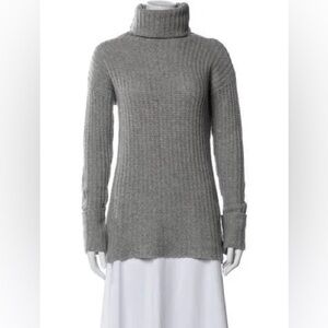 James Perse Gray 100% Cashmere Ribbed Turtleneck Sweater, size 3